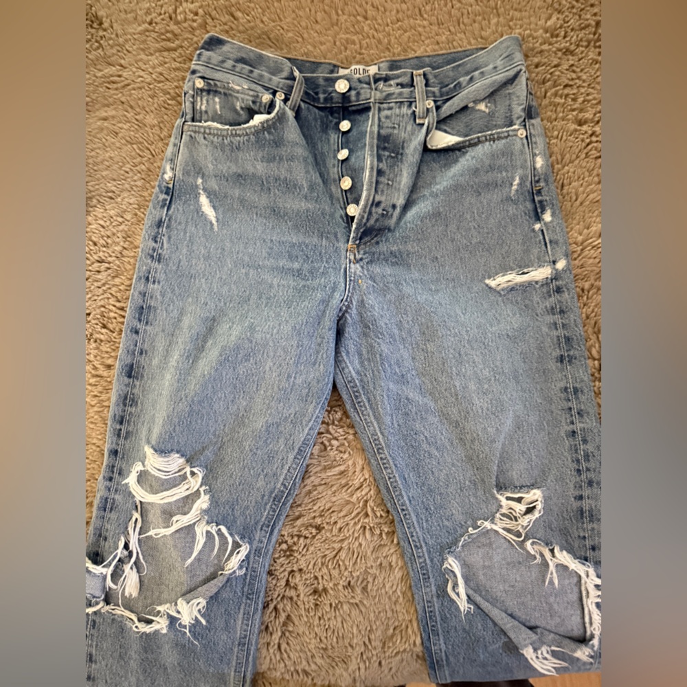 Agolde Light Blue Distressed Boyfriend Jeans